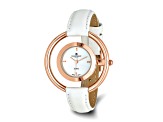 Ladies Charles Hubert Rose Finish Brass Silver-tone Dial Modern Circle Watch