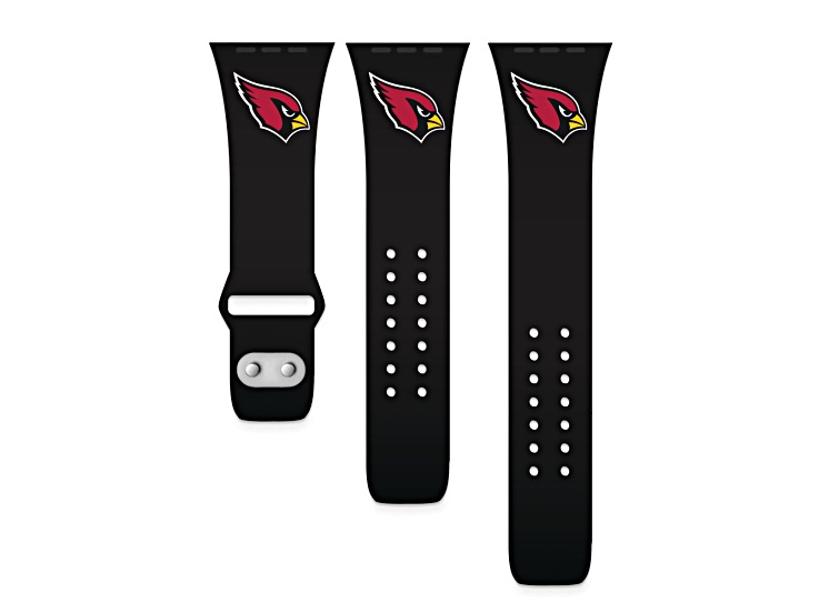 Gametime Arizona Cardinals Black Silicone Band fits Apple Watch (38/40mm M/L). Watch not included.