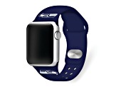 Gametime Seattle Seahawks Navy Silicone Band fits Apple Watch (38/40mm M/L). Watch not included.