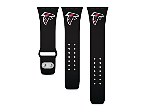 Gametime Atlanta Falcons Black Silicone Band fits Apple Watch (38/40mm M/L). Watch not included.