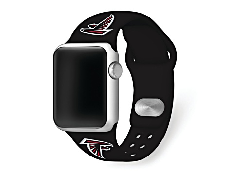 Gametime Atlanta Falcons Black Silicone Band fits Apple Watch (38/40mm M/L). Watch not included.