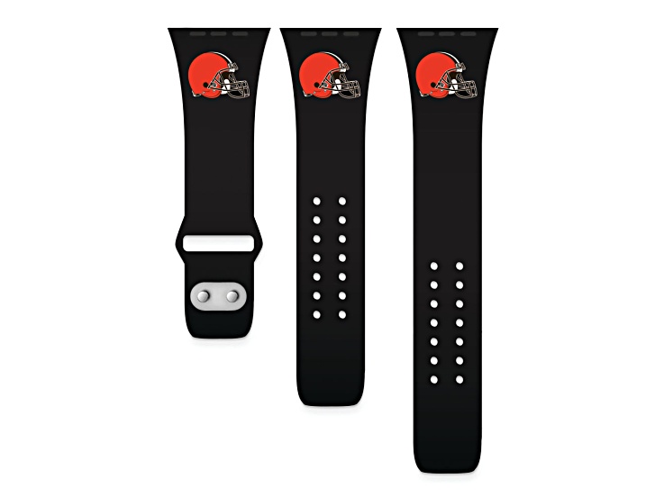 Gametime Cleveland Browns Black Silicone Band fits Apple Watch (38/40mm M/L). Watch not included.