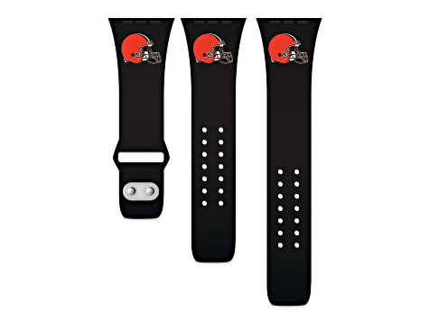 Gametime Cleveland Browns Black Silicone Band fits Apple Watch (38/40mm M/L). Watch not included.