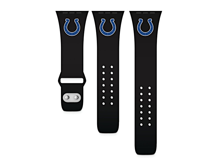 Gametime Indianapolis Colts Black Silicone Band fits Apple Watch (38/40mm M/L). Watch not included.