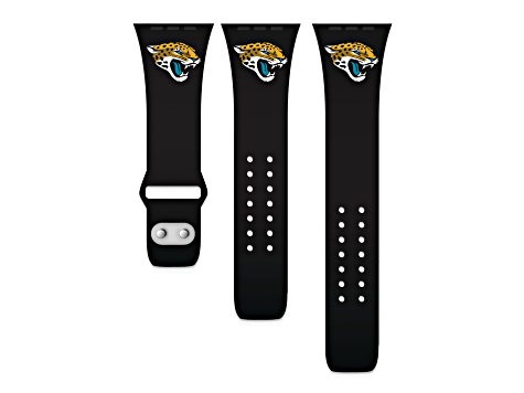 Gametime Jacksonville Jaguars Black Silicone Apple Watch Band (38/40mm M/L). Watch not included.