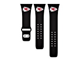 Gametime Kansas City Chiefs Black Silicone Apple Watch Band (38/40mm M/L). Watch not included.