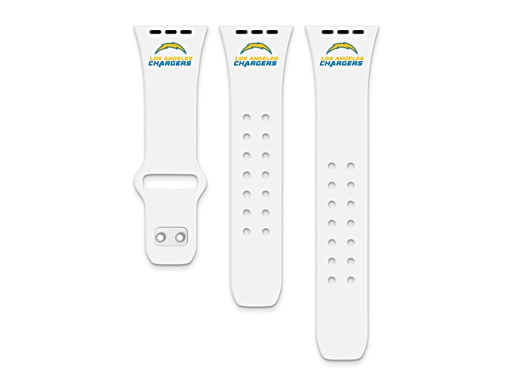 Gametime Los Angeles Chargers White Silicone Apple Watch Band (38/40mm M/L). Watch not included.