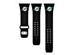 Gametime Miami Dolphins Black Silicone Band fits Apple Watch (38/40mm M/L). Watch not included.