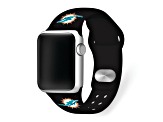 Gametime Miami Dolphins Black Silicone Band fits Apple Watch (38/40mm M/L). Watch not included.