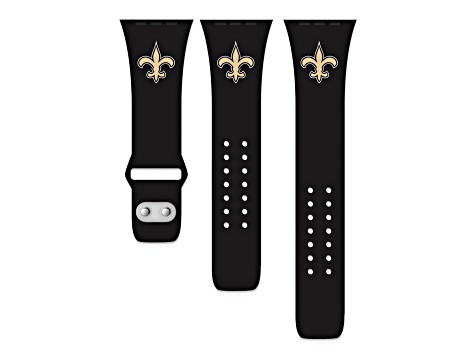 Gametime New Orleans Saints Black Silicone Band fits Apple Watch (38/40mm M/L). Watch not included.