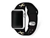 Gametime New Orleans Saints Black Silicone Band fits Apple Watch (38/40mm M/L). Watch not included.