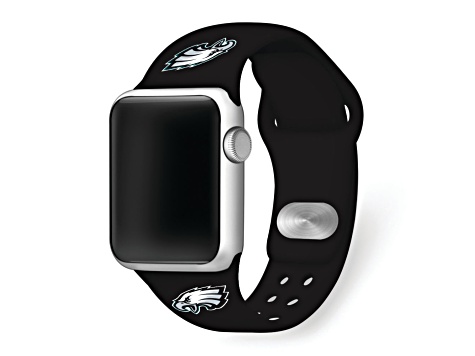 Gametime Philadelphia Eagles Black Silicone Band fits Apple Watch (38/40mm M/L). Watch not included.