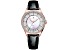 Christian Van Sant Women's Luna White Dial, Black Leather Strap Watch