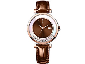 Christian Van Sant Women's Bria Brown Dial, Brown Leather Strap Watch