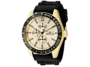 Invicta Aviator 45mm Yellow Dial Yellow Accents Black Silicone Quartz Watch