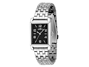 Invicta Vintage 24.5mm Black Dial Stainless Steel Band Quartz Watch