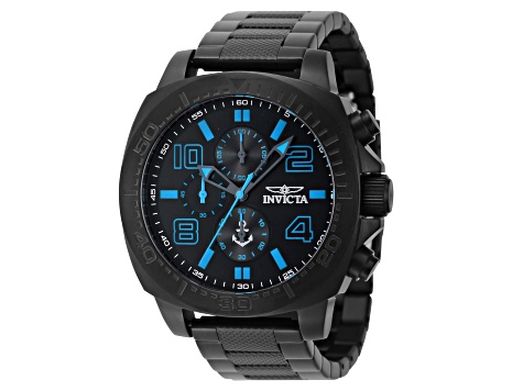 Invicta OCEAN VOYAGE 46mm Blue Dial Black Stainless Steel Quartz Watch