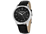 Stuhrling Men's Symphony Black Dial, Gray Bezel, Black Leather Strap Watch