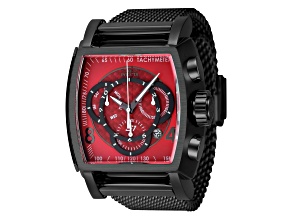 Invicta S1 Rally 48mm Quartz Black Stainless Steel Mesh Band Watch, Red Dial