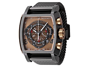 Invicta S1 Rally 48mm Quartz Gunmetal Stainless Steel Mesh Band Watch, Brown Dial