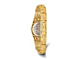 14k Yellow Gold Ladies Circular Champagne 22mm Dial Solid Nugget Watch