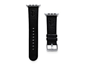 Gametime MLB San Francisco Giants Black Leather Apple Watch Band (42/44mm S/M). Watch not included.