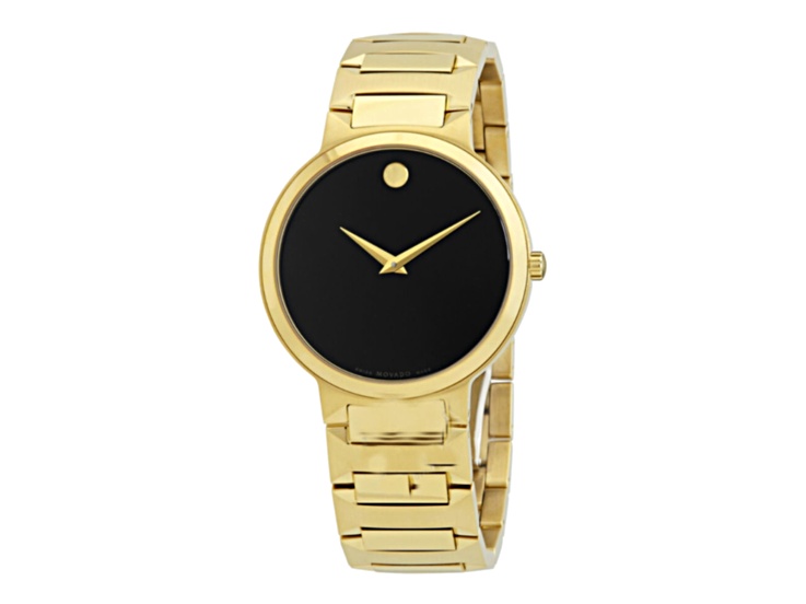 Movado Museum Black Dial Black Leather Strap Watch For Women