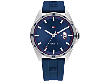 Picture of Tommy Hilfiger Men's Carter Blue Dial, Black Rubber Strap Watch