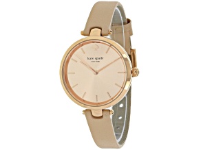 Kate Spade Women's Holland Rose Dial, Beige Leather Strap Watch