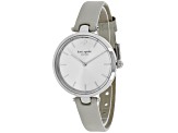 Kate Spade Women's Holland White Dial, Gray Leather Strap Watch