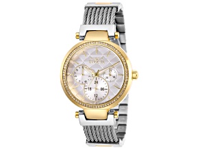 Invicta Angel 36mm Yellow Bezel Stainless Steel Quartz Watch