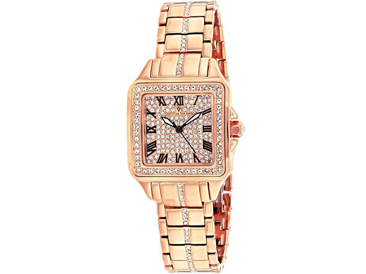 Christian Van Sant Women's Splendeur Rose Dial, Rose Stainless Steel Link Watch