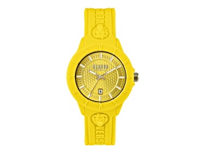 Tokyo Mens Watch 43mm Yellow Case Yellow with Gold Tone details Enamel Dial Silicone Strap