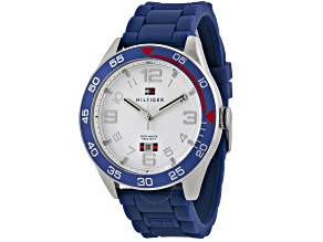 Tommy Hilfiger Men's Classic Blue and Red Dial Blue Strap Watch