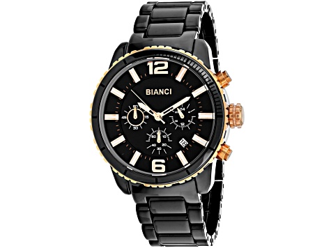 Roberto Bianci Men's Amadeo Black Dial with Rose Accents Black Ceramic Watch