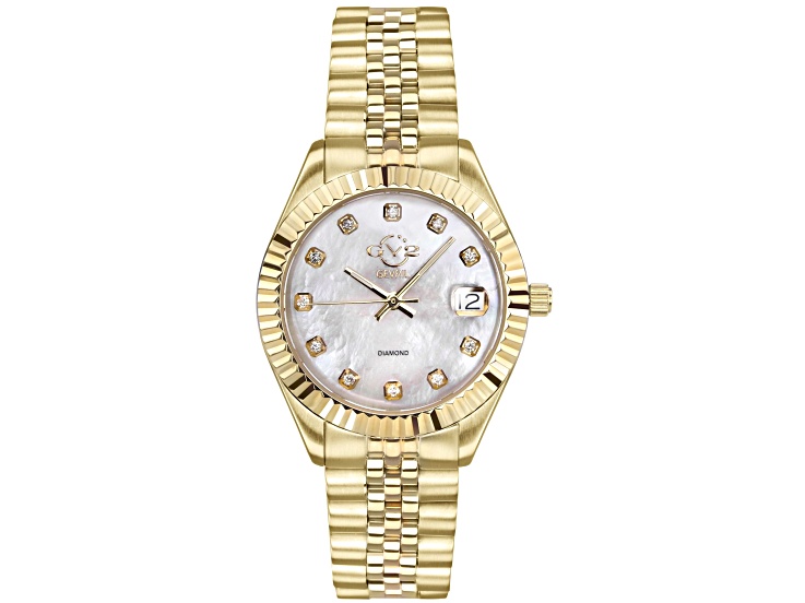 GV2 Naples White Dial Yellow Stainless Steel Bracelet Watch