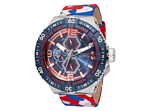 Invicta Coalition Forces 49mm Red Blue Dial Nylon Band Quartz Watch