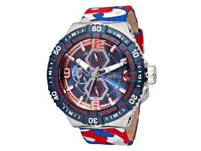Invicta Coalition Forces 49mm Red Blue Dial Nylon Band Quartz Watch