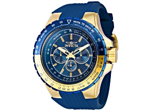 Invicta Aviator 50mm Blue Dial Blue Silicone Strap Chronograph Quartz Watch