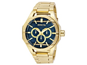 Invicta Bolt 48mm Gold Blue Dial Stainless Steel Band Quartz Watch
