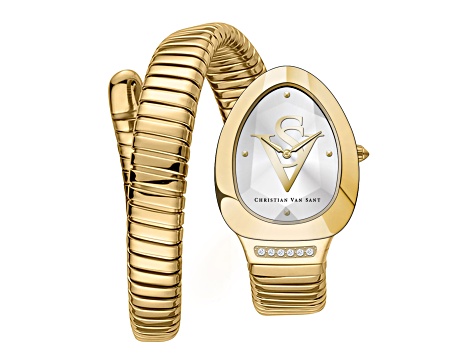 Christian Van Sant Women's Naga White Dial, Yellow Stainless Steel Watch