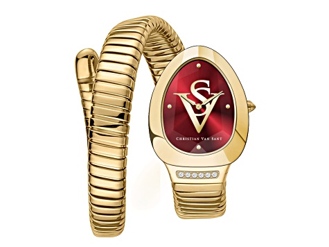 Christian Van Sant Women's Naga Red Dial, Yellow Stainless Steel Watch