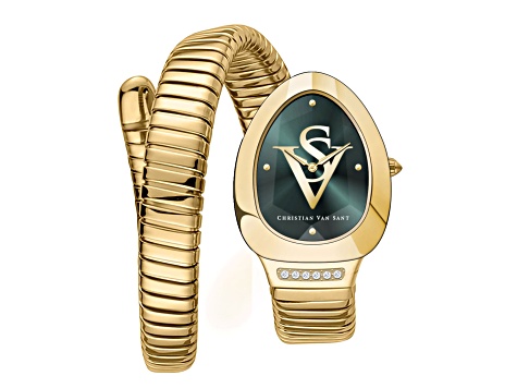 Christian Van Sant Women's Naga Green Dial, Yellow Stainless Steel Watch