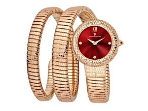 Christian Van Sant Women's Naga Red Dial, Rose Stainless Steel Watch