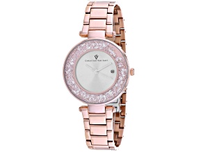 Christian Van Sant Women's Dazzle White Dial, Rose Stainless Steel Watch