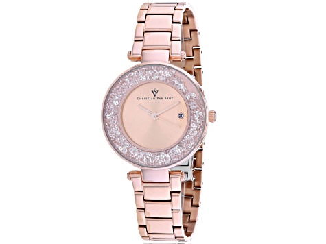 Christian Van Sant Women's Dazzle Rose Dial, Rose Stainless Steel Watch