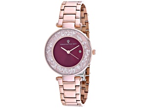 Christian Van Sant Women's Dazzle Red Dial, Rose Stainless Steel Watch