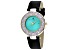 Christian Van Sant Women's Dazzle Teal Dial, Black Leather Strap Watch