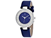 Christian Van Sant Women's Dazzle Blue Dial, Blue Leather Strap Watch
