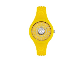 Fire Island Watch 39MM Yellow Case Yellow with Stainless Steel Details Silicone Strap